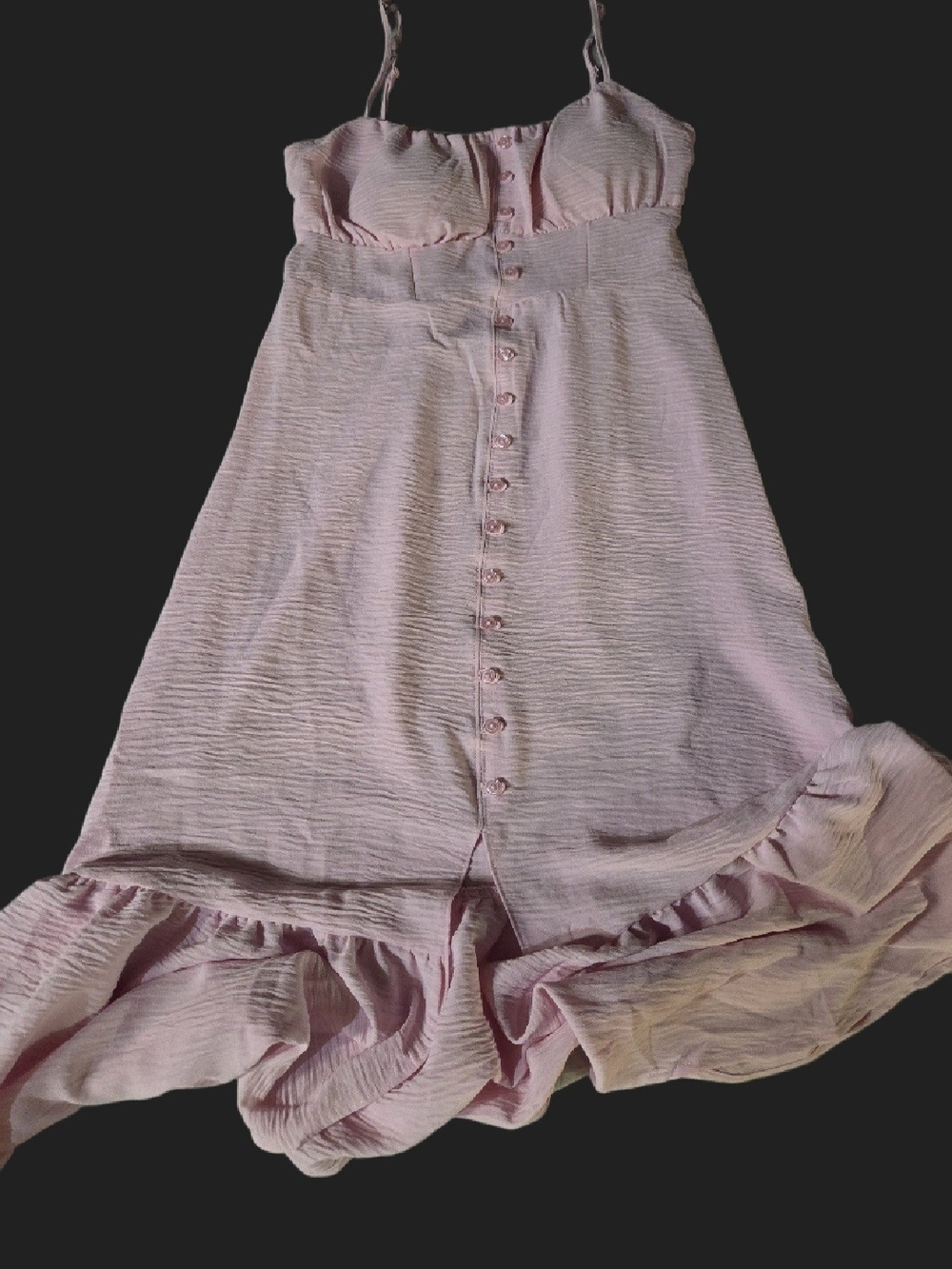 Light Pink Faux Button-Front Ruffled Sundress